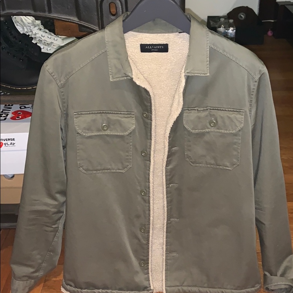 ALL SAINTS GREEN JACKET WITH FUR LINING